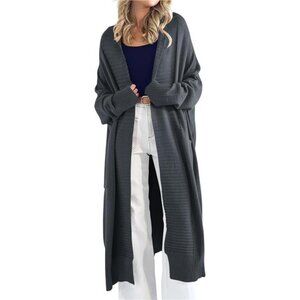 Womens Long Cardigan Sweaters with Pockets Charcoal